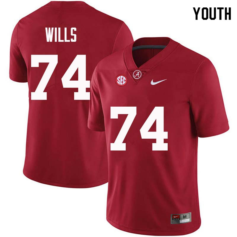 Youth #74 Jedrick Wills Alabama Crimson Tide College Football Jerseys Sale-Crimson